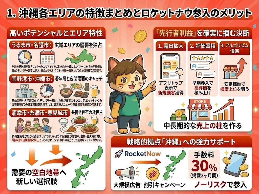 ロケットナウ沖縄エリアの都市別特徴
