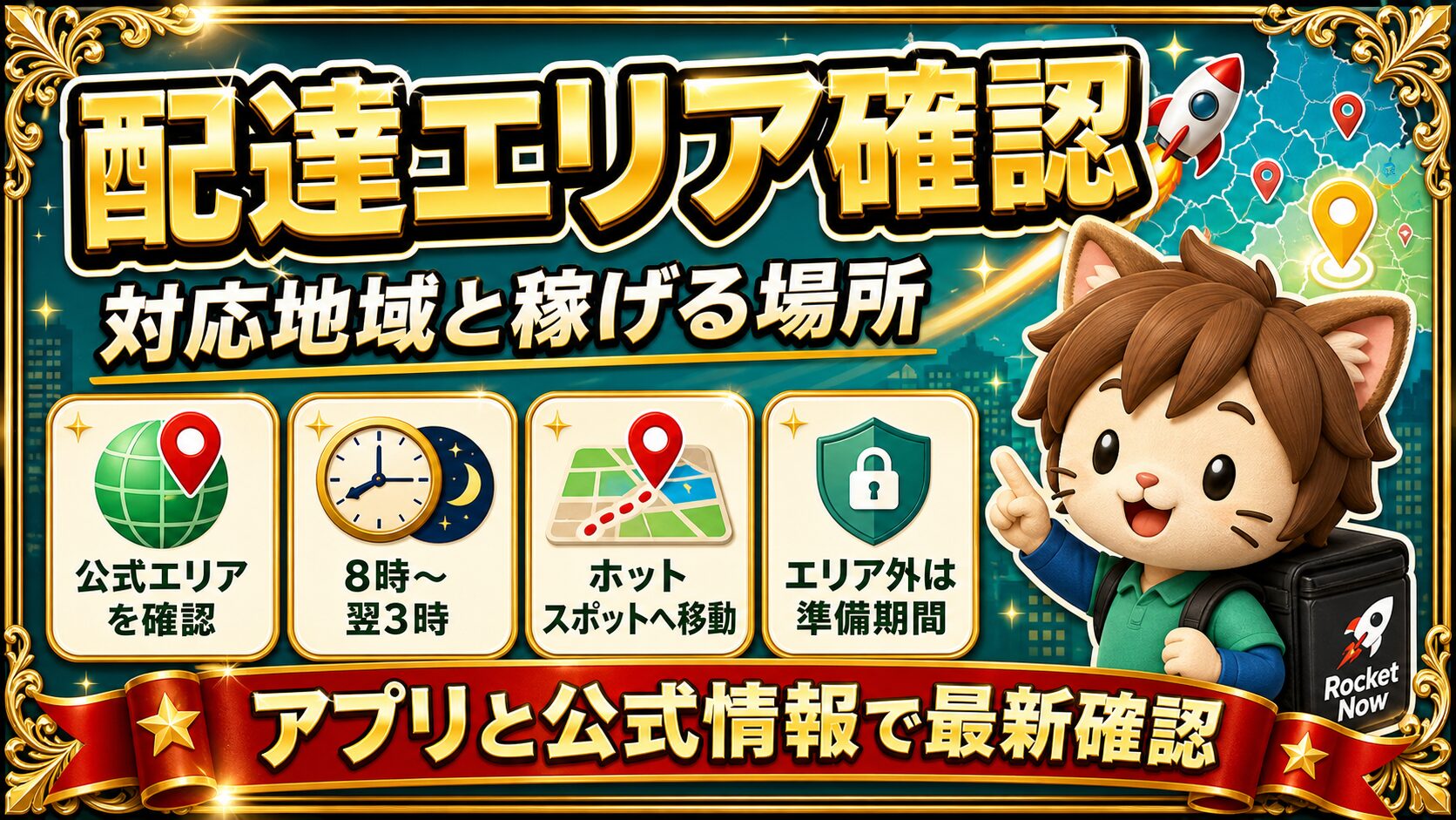 ロケットナウ配達員の対応エリアと稼げる場所をカイトくんが解説する画像