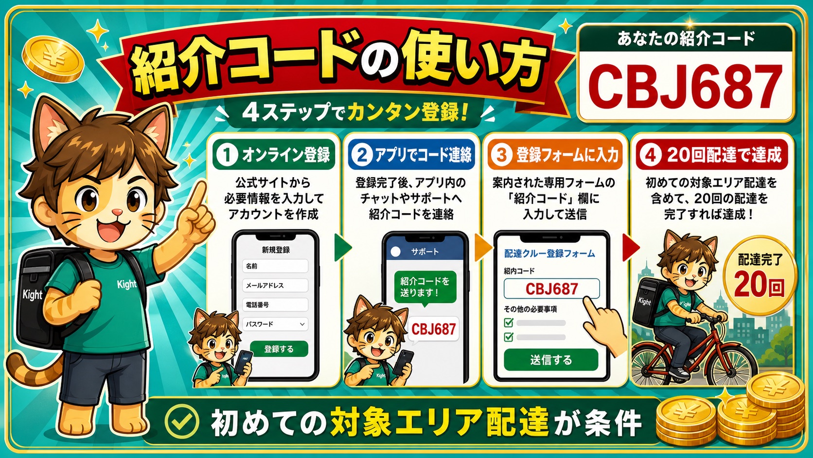menu配達クルー紹介コードCBJ687の使い方 登録手順