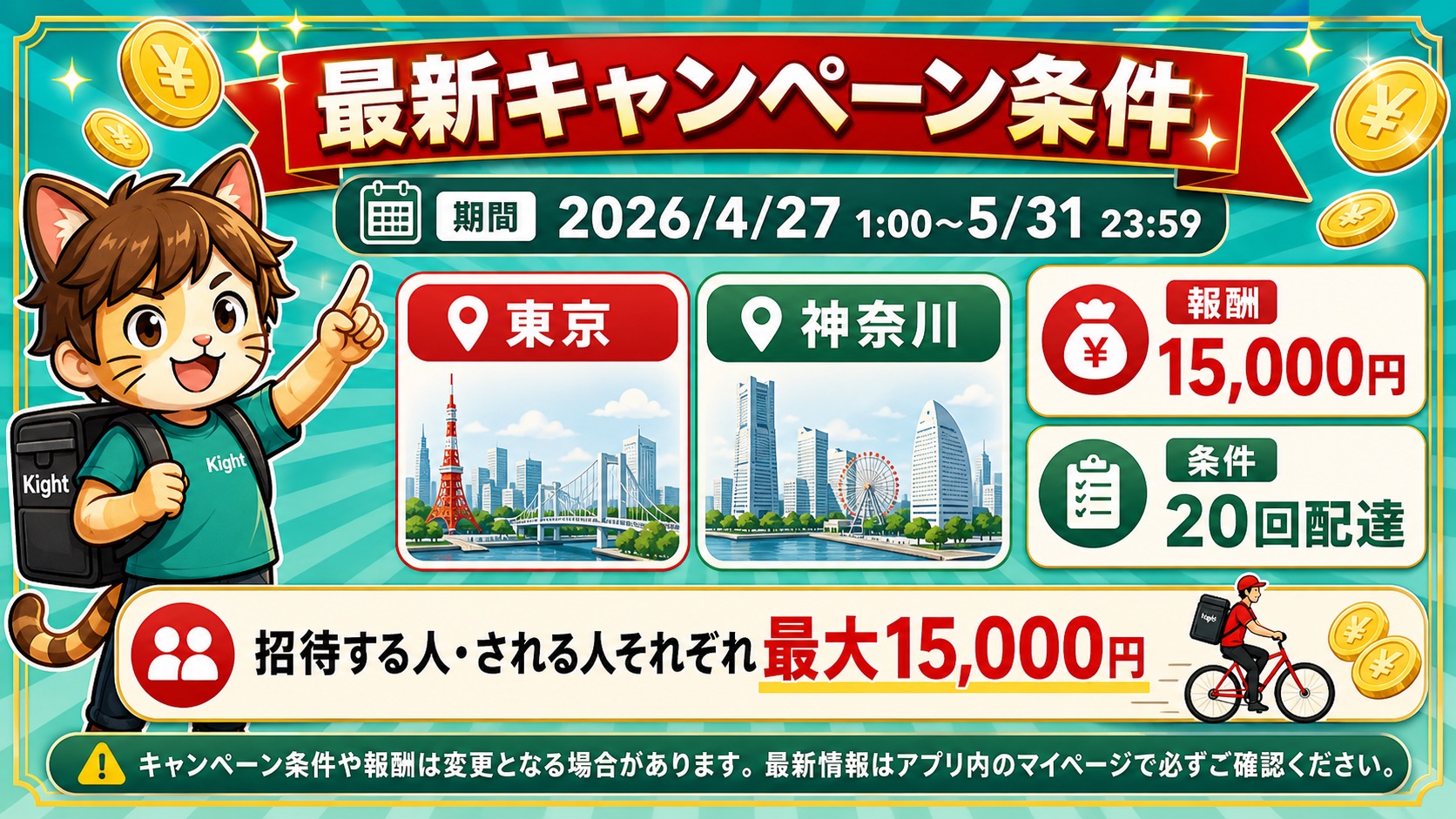 menu配達クルー友達招待キャンペーン 最新条件 東京神奈川 20回配達