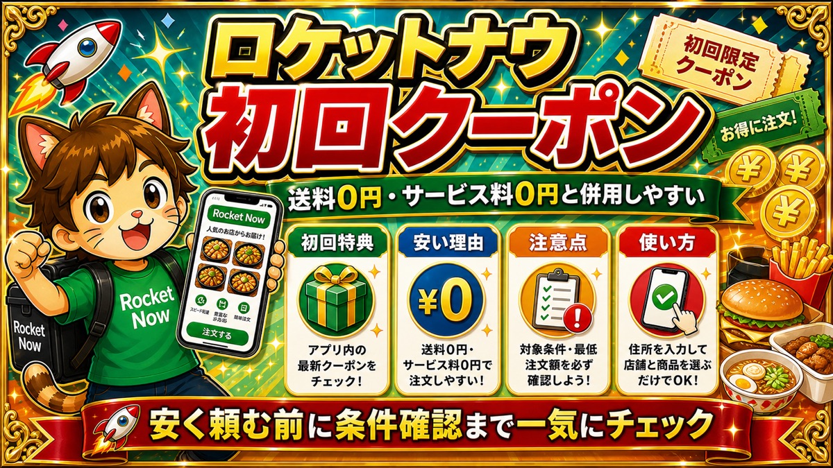 ロケットナウのクーポン・初回クーポン完全ガイド｜送料0円で安く頼む