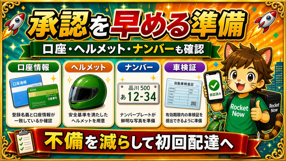 ロケットナウ配達員の配達手段別必要書類
