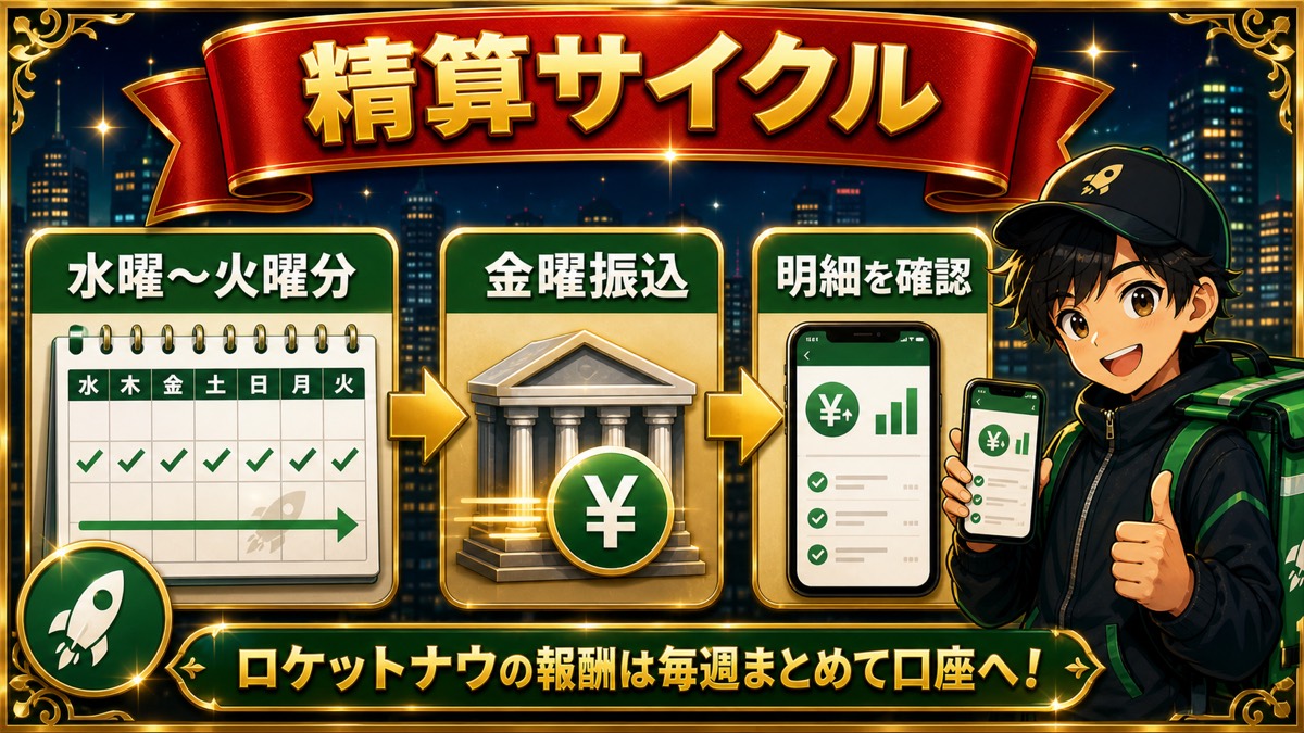 精算サイクルを具体例で確認 - ロケットナウ配達員