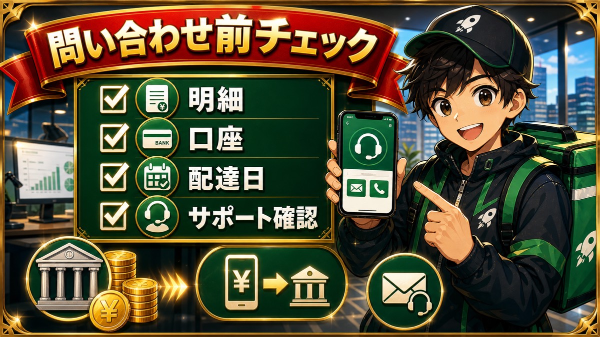 問い合わせ先と連絡前にまとめる情報 - ロケットナウ配達員