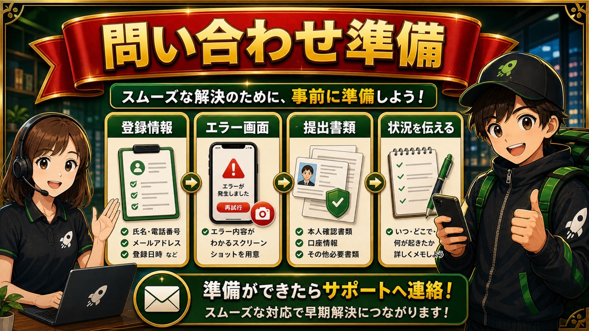 登録トラブルの問い合わせ先と書き方 - ロケットナウ配達員