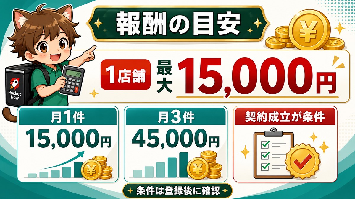 ロケットナウ加盟店営業の報酬目安をまとめた図解