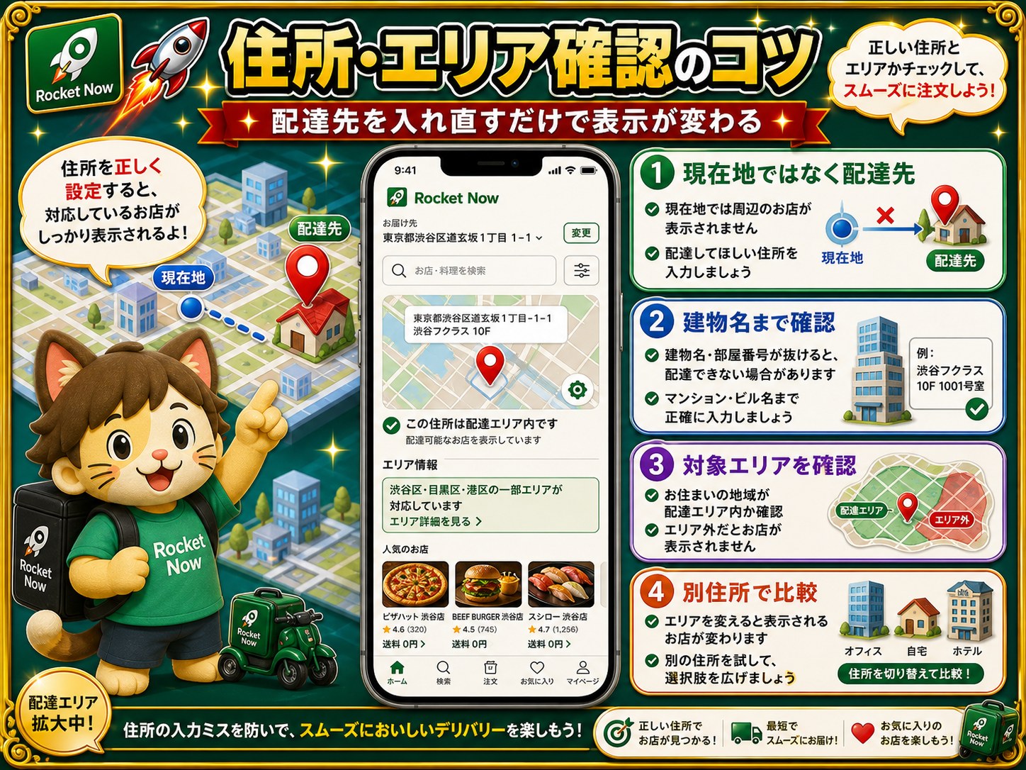 ロケットナウ住所エリア確認のコツ